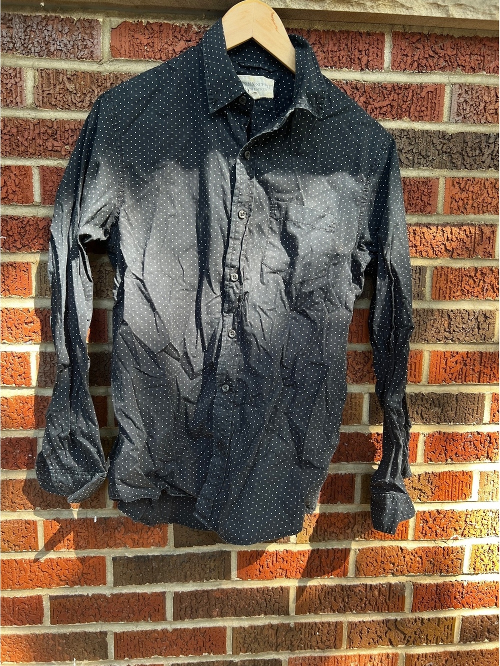 Denim & Supply Ralph Lauren Navy Blue and White Dotted Button Down Shirt